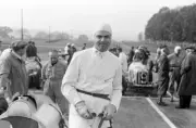 Rudolf Hasse stands next to his Auto Union D on the grid 1938 Racing Old Photo