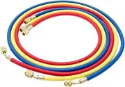 SURIEEN R410 Refrigerant A/C Charging Hose Tube Set (4000~800) PSI 1/4" SAE-5/16 SAE Thread 60" 5ft 3 Colors, Fits for HVAC Air Condition R410 R32 Refrigerant Manifold Gauge, Set of 3