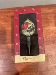 Ne Qwa Art Holiday Music Wine Stopper Cardinal by Susan Winget in Original Box