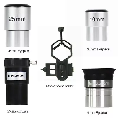 4mm/10mm /25mm eyepiece/2xbarlow lens/ phone Adapter for telescope