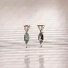 Moonstone & Moss Agate, Black Rutile Tiny Piercing, Helix, Cartilage, Conch Stud