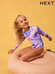 Purple Long Sleeved Sunsafe Swimsuit (3-16yrs) (F66538) | $37 - $48