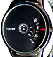 Oruss New with Tags Jump Hour Men's Quartz Watch with Steel Gun Metal Band