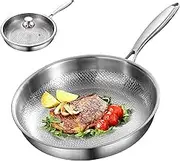 Titanium Hammered Pan Pro, Taima Titanium Nutri Pan with Lid, Multifunctional Pots and Pans Set Non Stick Titanium Frying Pan for Cooking (30cm/11.8in)