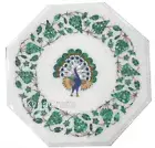 White Marble Coffee Table Top Malachite Stone Corner Side Table for Hotel Decor