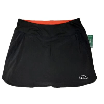 LL Bean Classic Black Pull-on Stretch Women's Cirkuit Skirt Skort Size XS NWT