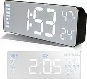 Digital Alarm Clock with Large LED Display, Dual Alarm, Calendar, Temperature & Humidity, Adjustable Brightness, USB Powered, Battery Backup, Wall Mountable Digital Clock as Bedside Clocks for Bedroom