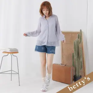 【betty’s 貝蒂思】透膚雪紡星星立領落肩襯衫(淺紫色)