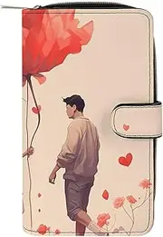 [QMNRTK] Couple in Love Credit Card Wallet Rfid Blocking Slim Bifold Genuine Leather Minimalist Front Pocket Wallets Keychain Wallet for Men And Women, style, 19.7x11x3.5cm, Style, 19.7x11x3.5cm