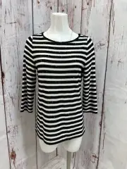 NWT TALBOTS BLACK AND WHITE STRIPE SEQUIN TOP SZ M TCC