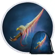 Magical Fantasy Eagle Sword Round Beach Towel