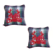 SOGA 2X 45cm Multicolor Throw Pillows with Christmas Plaid and Antler Design