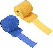 uxcell Boxing Hand Wraps, 1 Set 98 Inch Length Elastic Boxing Wraps Cotton Fist Mitts Wrist Straps Protection for Muay Thai Martial Arts Kickboxing Bandages, Blue Yellow
