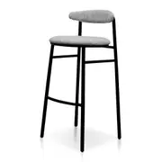 Set of 2 -Oneal 65cm Fabric Bar Stool - Silver Grey and Black Legs