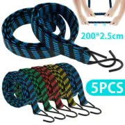 5Pcs Elastic Bungees Cords with Hooks Anti-slip Flat Elasticity Rope for nuUbm