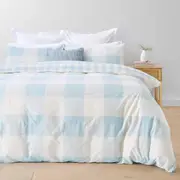 Blake Cotton Rich Reversible Quilt Cover Set - Single Bed, Blue