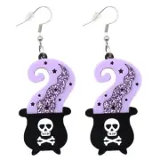 Stylish Witch Skull Earrings Fashionable Halloween Ear Adorments Fashionable