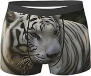 [QMNEHJ] White Bengal Tiger Men's Boxer Briefs Breathable Stretch Underwear Moisture-Wicking Trunks for Men