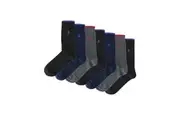 JEFF BANKS 7Pk Oxford Plain Jacquard Socks - Mens 7-11