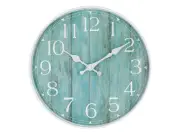 29cm Clock White & Aqua Background Glass Face Home Wall Art