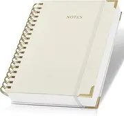 Aesthetic Linen Spiral Notebook Journal For Women - Cute 7" x 10" College Ruled Book With 300 Lined Pages for Writing and Large Pocket - Perfect to Stay Organized and Boost Productivity at Work or School