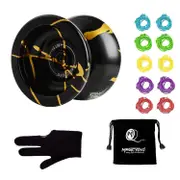 MAGICYOYO N11 Alloy Aluminum Professional Yoyo Unresponsive YoYo Ball with Bag, Glove and 10 Strings Black