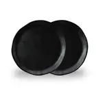 Hand-Molded Ceramic Stoneware Dinner Plates in Matte Black (Set of 2) - 10.5"...