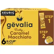 Gevalia Frothy 2-Step Caramel Macchiato Espresso K-Cup Coffee Pods & Froth Pa...