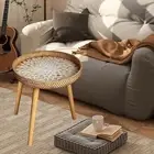 Rattan Side Table Holder Bedside Table NightStand for Proch Garden Balcony