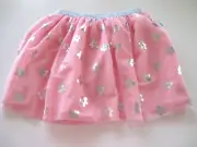 Way To Celebrate Girls Mesh Silver Flowers Sparkly Waist Band Skirt Tutu