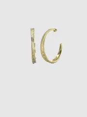 GUESS Women's Gold Matelasse Pave Hoops