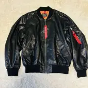 ALPHA INDUSTRIES Faux Leather MA-1 Jacket size 2XL
