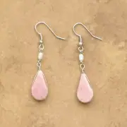Semi-Precious Gemstone Rose Quartz w/Pearl Dangle Earrings - Peruvian Jewelry