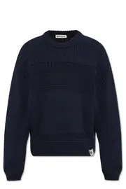 Bally Logo Patch Crewneck Knitted Jumper 4XL,5XL,6XL,7XL Black