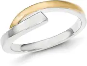 [JewelryWeb] 925 Sterling Silver Solid Back With 9k Gold Accent Polished and Satin Ring Band Style-Ring for Women