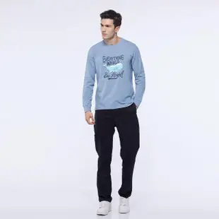 【NAUTICA】男裝 個性鯨魚印花長袖T恤(藍)