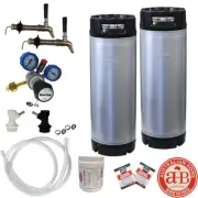 SUPERIOR Keg Set 2x Kegs &Twin Stainless Steel Beer Tap home brew kegset