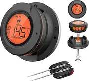 Wireless Meat Thermometer, Bluetooth Digital Food Grill Thermometer with 2 Temperature Probe & Large LCD Display for Smoker, Cooking, BBQ, Kitchen, Oven