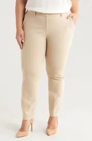Lafayette 148 New York Manhattan Stretch Wool Cigarette Pants in Plaster at Nordstrom, Size 10