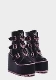 [Y.R.U.] Dune Lo Hearts On Fire Platform Boots