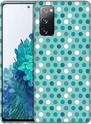 SuzaCase Back Case for Samsung Galaxy S20 FE 5G / 4G / 2022 5G - Stylish Polka Dots Teal Design Printed Cute, Sleek Durable Hardshell Protective Phone Case/Cover for S20 FE 5G/ 4G / 5G 2022