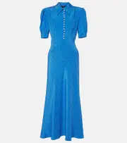 [Alessandra Rich] Alessandra Rich Polka-dot silk maxi dress AU 8 blue