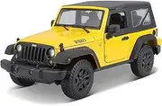 Die-cast 1:18 2014 for Jeep Wrangler Sahara Rubicon Simulation Alloy Car Model Static Die-cast Miniature Vehicle Model Collection Miniature Vehicle(2014 Yellow)