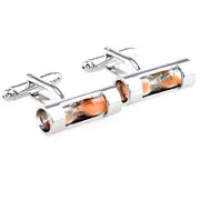 MRCUFF Sand Timer Hourglass Orange Sandtimer Pair Cufflinks in a Presentation