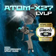 ATOM X27 LVLP Auto Spray Gun W/ Regulator and Nozzle Tip Kits w/ FREE GUNBUDD!