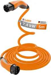 Lapp Type 2 5M Self-Retracting EV Helix Cable 7.4Kw 1P 32A, Type 2 to Type 2 EV/