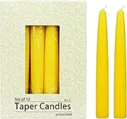 Zest Candle 12-Piece Taper Candles, 6-Inch, Yellow