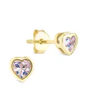Sterling Forever 14K Over Silver CZ Bezel Set Heart Stud Earrings