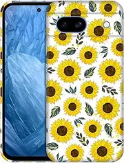 [SuzaCase] Back Case for Google Pixel 8A 5G, Google Pixel 8A 5G Case with Stylish Sunflower Watercolored Design Printed Cute, Sleek Durable Hardshell Protective Phone Case/Cover for Pixel 8A 5G