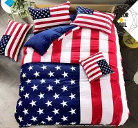 在飛比找Yahoo!奇摩拍賣優惠-DS北歐家飾§ 天鵝絨四件式床組被套床包  星星美國國旗 單